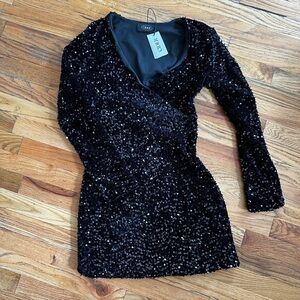 Black sequins cocktail dress